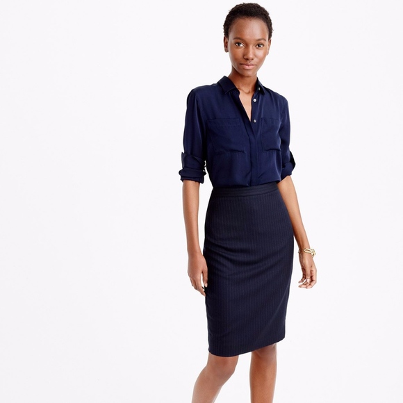 J. Crew Dresses & Skirts - ❌SOLD❌J.Crew Pinstriped Wool Suiting Pencil Skirt